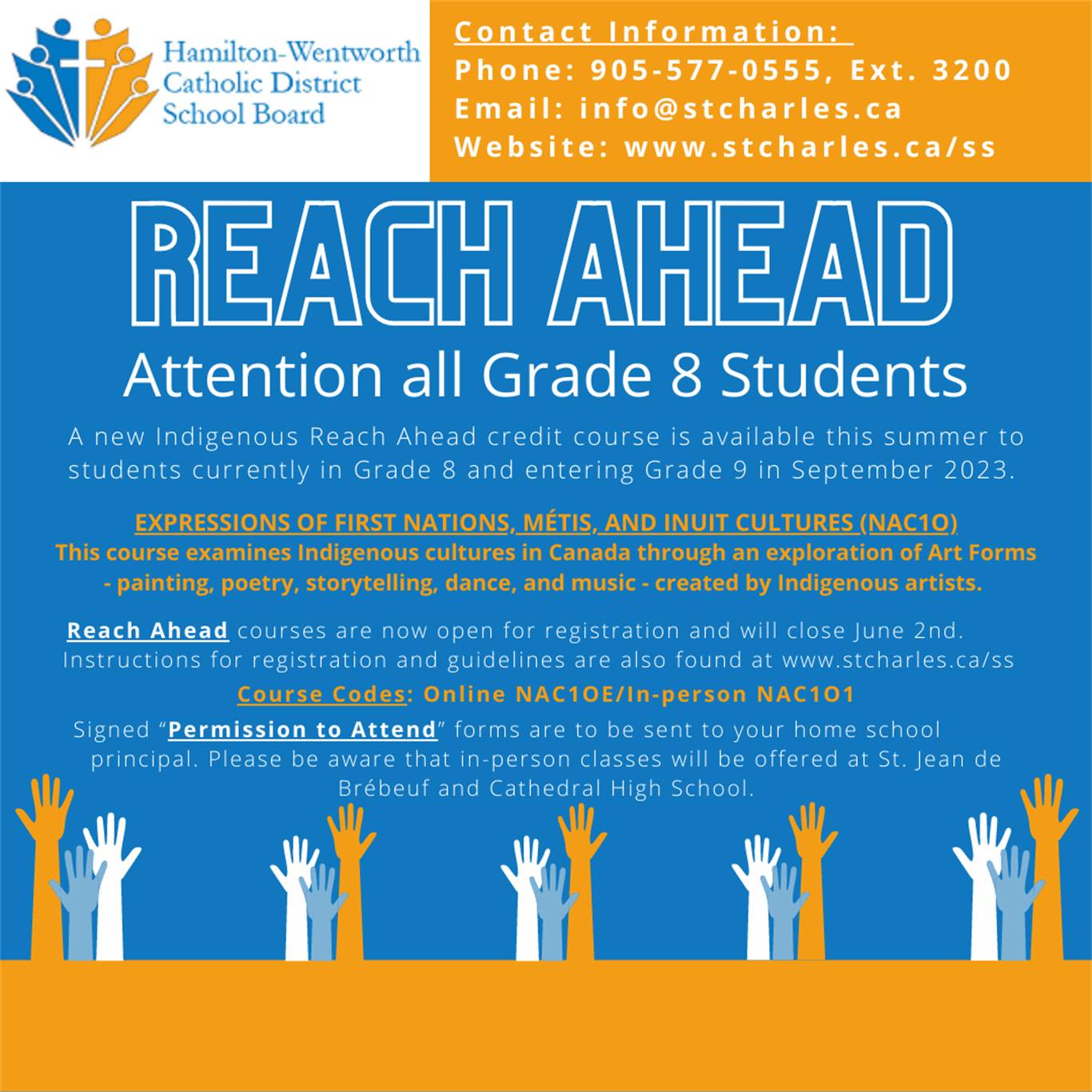 Reach Ahead credit course for Grade 8 students